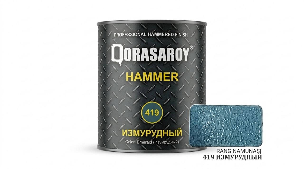 Декоративная Краска Qorasaroy Hammer 419 Изумрудная 2 Кг
