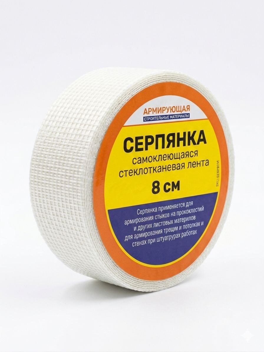 БЕЛАЯ ЛЕНТА СЕРПЯНКА 8СМ 90М