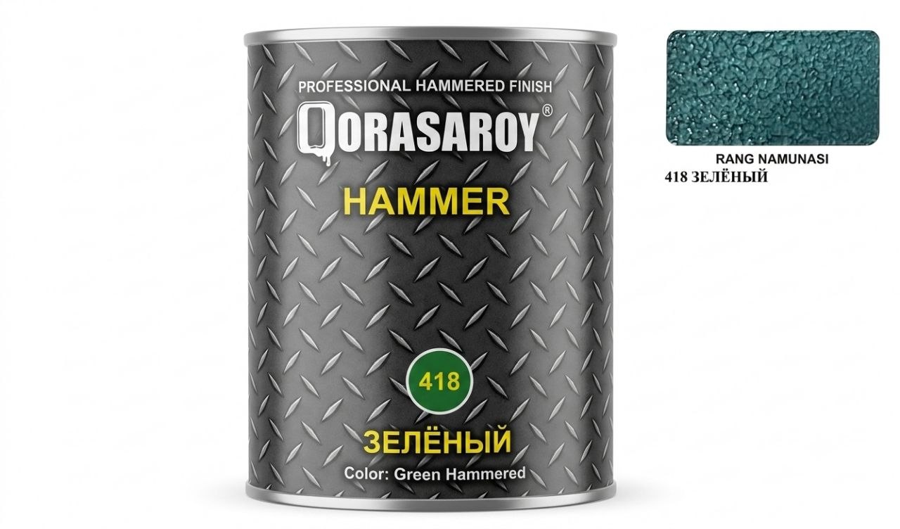 Декоративная Краска Qorasaroy Hammer 418 Зеленая 2 Кг